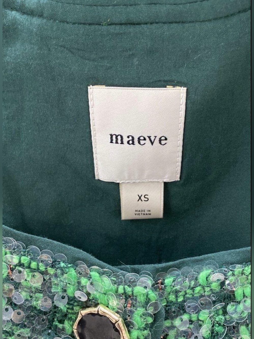 Maeve Emerald Green Sequin Tweed Set - Picture 4 of 8